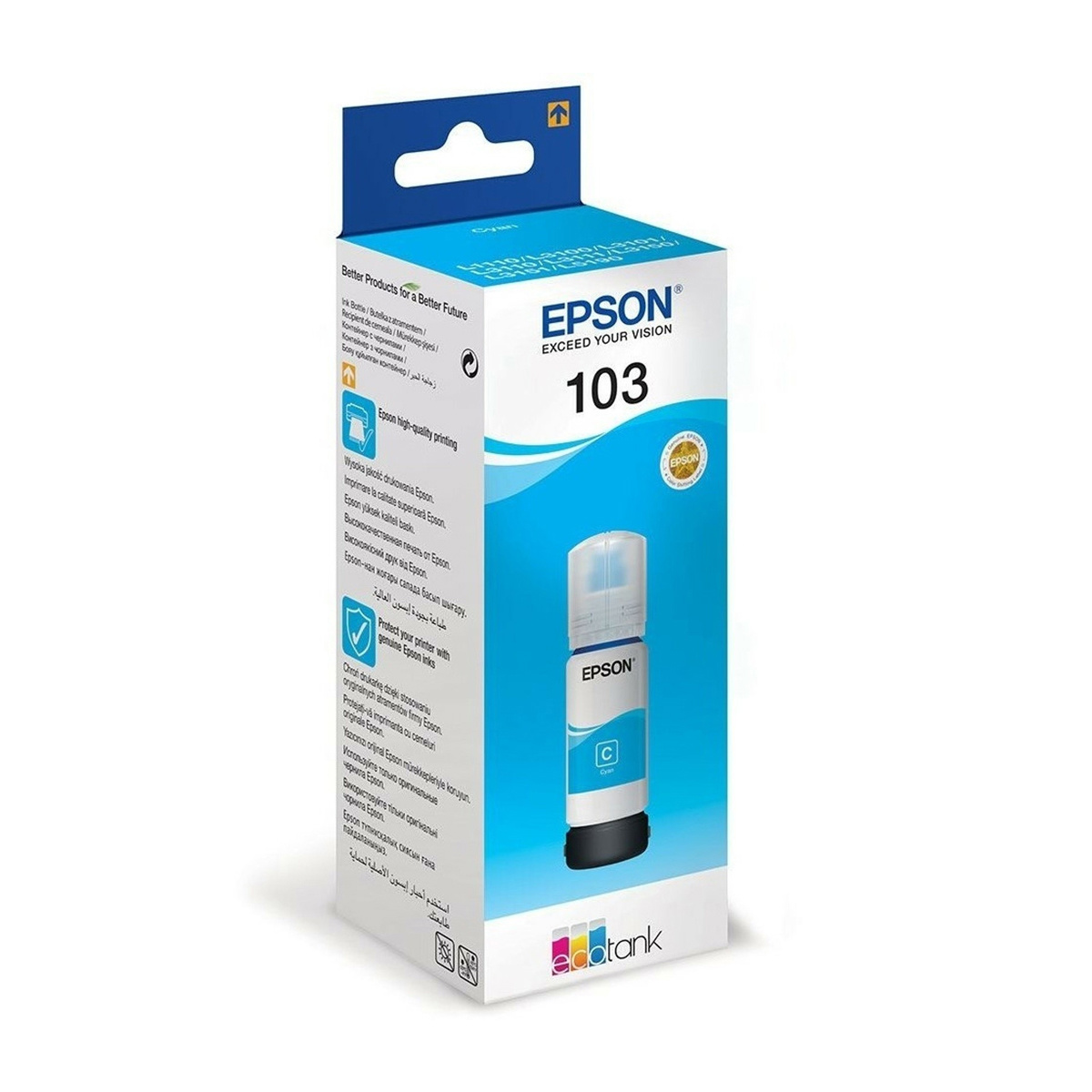 Bouteille d'encre Epson 103 Cyan EcoTank d'origine C13T00S24A