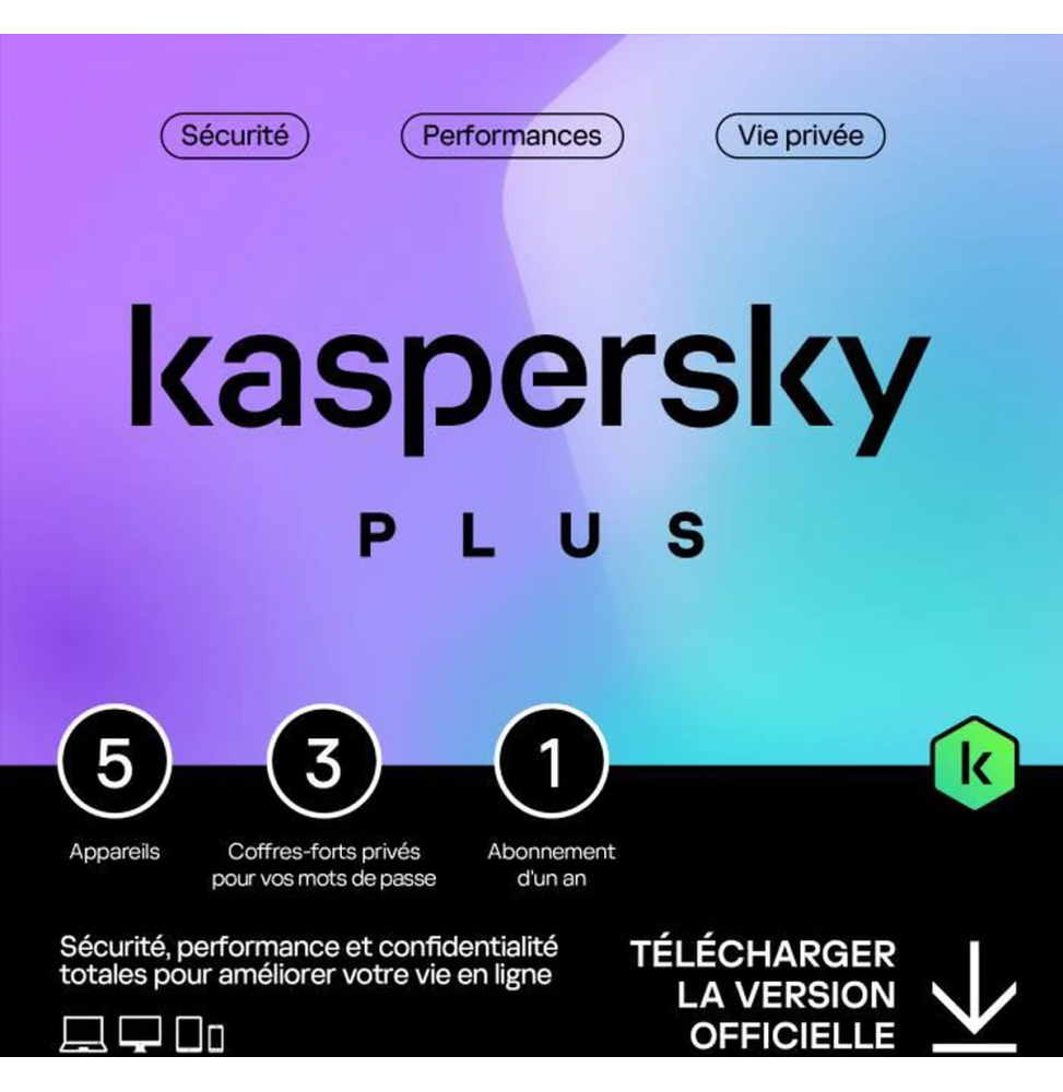 Kaspersky Plus (équivalent à Internet Security) - 5 Postes / 1 an (KL10428BEFS-SLIMMAG)